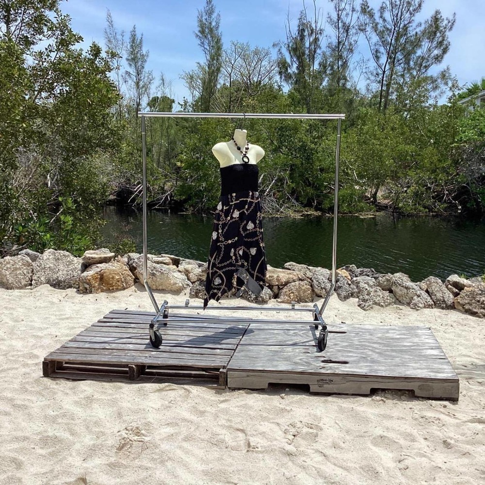 Shoreline Chain Print Halter Dress Black